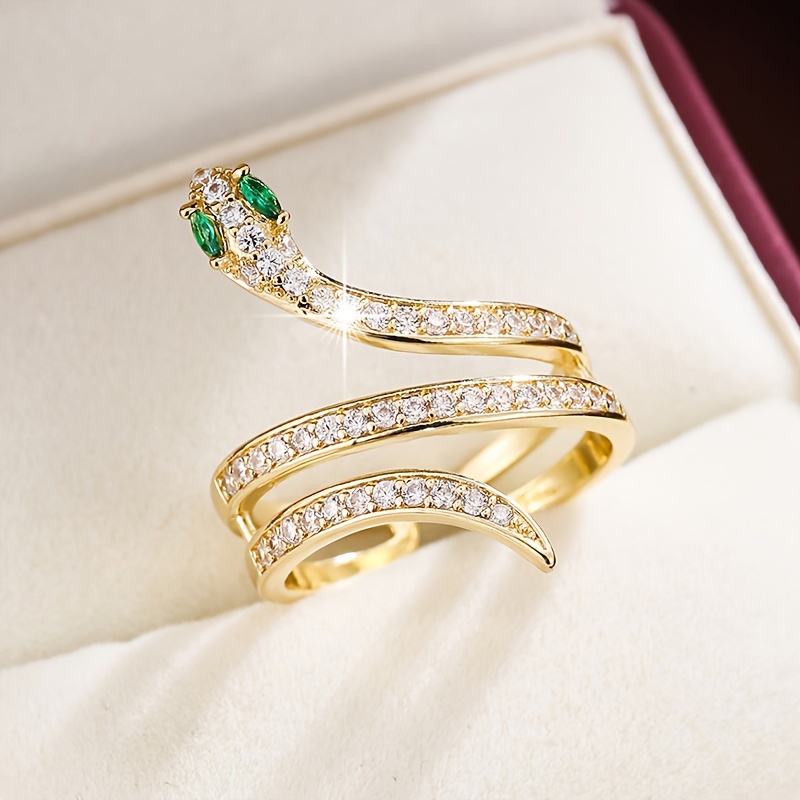 Snake Shaped Zirconia Open Ring for Women